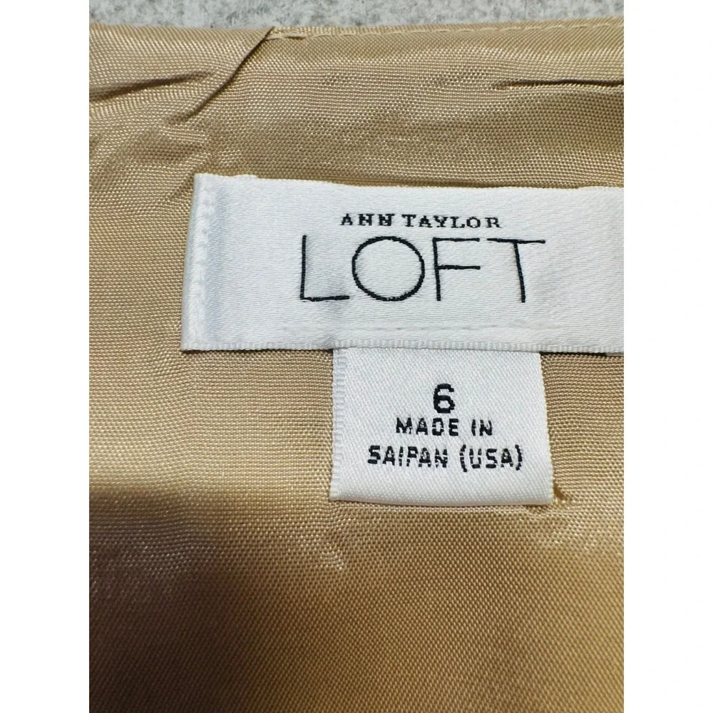 Ann Taylor LOFT Women 6 Tan A-Line Career Skirt Knee Length Lined Office Classic